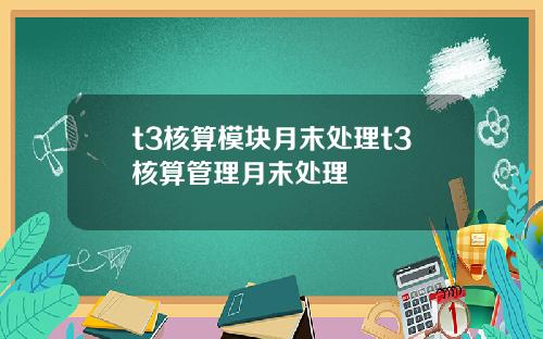 t3核算模块月末处理t3核算管理月末处理