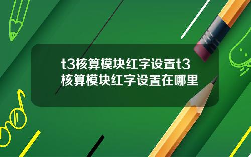 t3核算模块红字设置t3核算模块红字设置在哪里