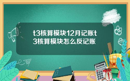 t3核算模块12月记账t3核算模块怎么反记账