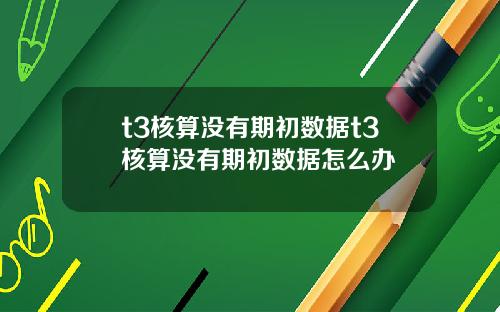 t3核算没有期初数据t3核算没有期初数据怎么办