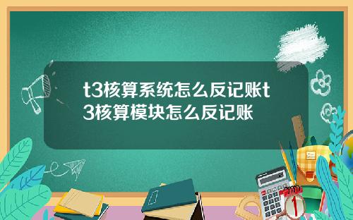 t3核算系统怎么反记账t3核算模块怎么反记账