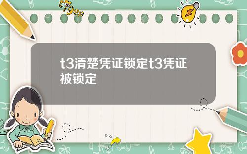 t3清楚凭证锁定t3凭证被锁定