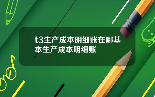 t3生产成本明细账在哪基本生产成本明细账