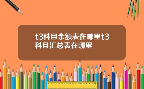 t3科目余额表在哪里t3科目汇总表在哪里