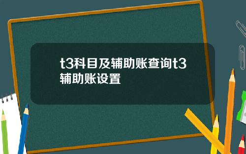 t3科目及辅助账查询t3辅助账设置