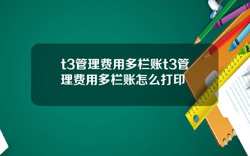 t3管理费用多栏账t3管理费用多栏账怎么打印