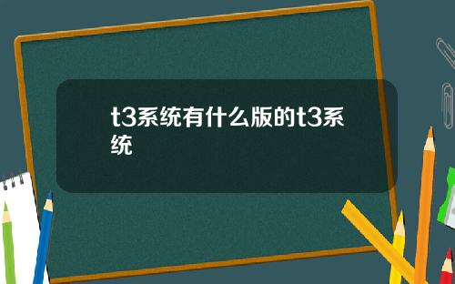 t3系统有什么版的t3系统