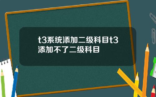 t3系统添加二级科目t3添加不了二级科目