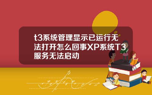 t3系统管理显示已运行无法打开怎么回事XP系统T3服务无法启动
