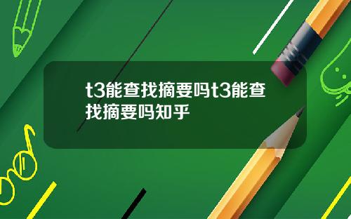 t3能查找摘要吗t3能查找摘要吗知乎
