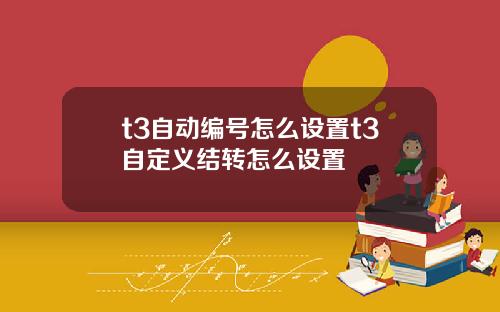 t3自动编号怎么设置t3自定义结转怎么设置