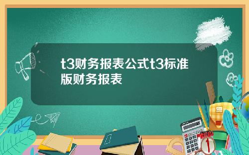 t3财务报表公式t3标准版财务报表