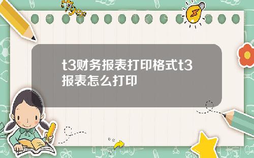 t3财务报表打印格式t3报表怎么打印
