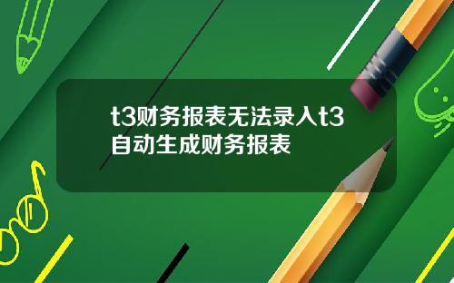t3财务报表无法录入t3自动生成财务报表