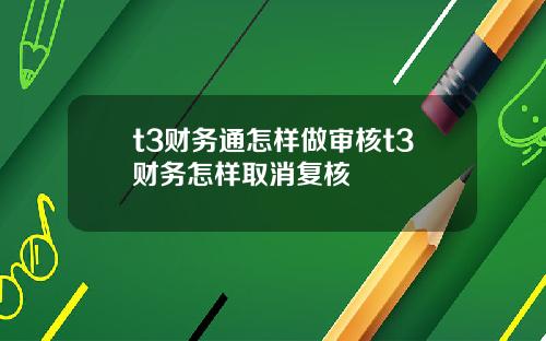 t3财务通怎样做审核t3财务怎样取消复核
