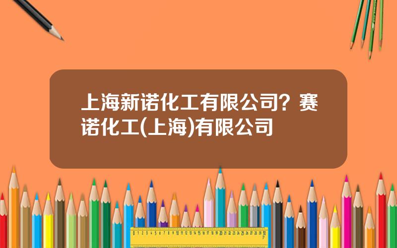上海新诺化工有限公司？赛诺化工(上海)有限公司