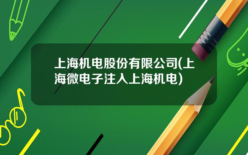 上海机电股份有限公司(上海微电子注入上海机电)