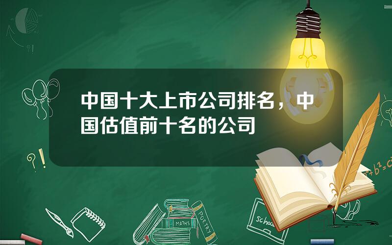 中国十大上市公司排名，中国估值前十名的公司