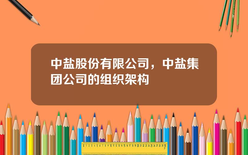 中盐股份有限公司，中盐集团公司的组织架构