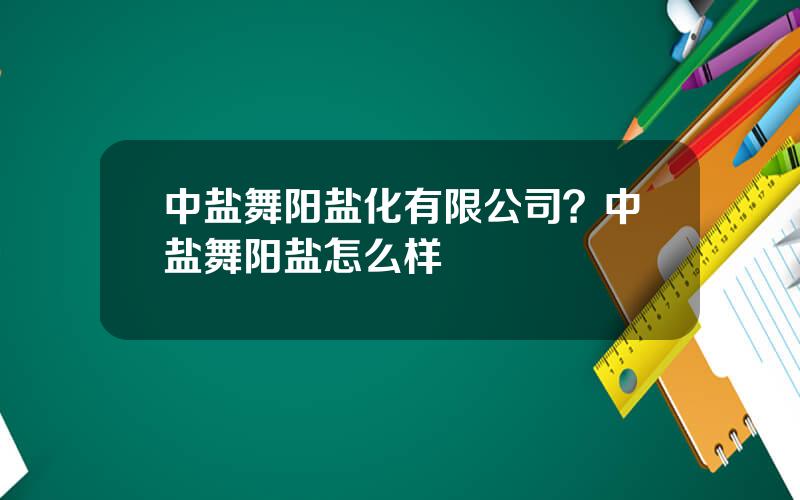 中盐舞阳盐化有限公司？中盐舞阳盐怎么样