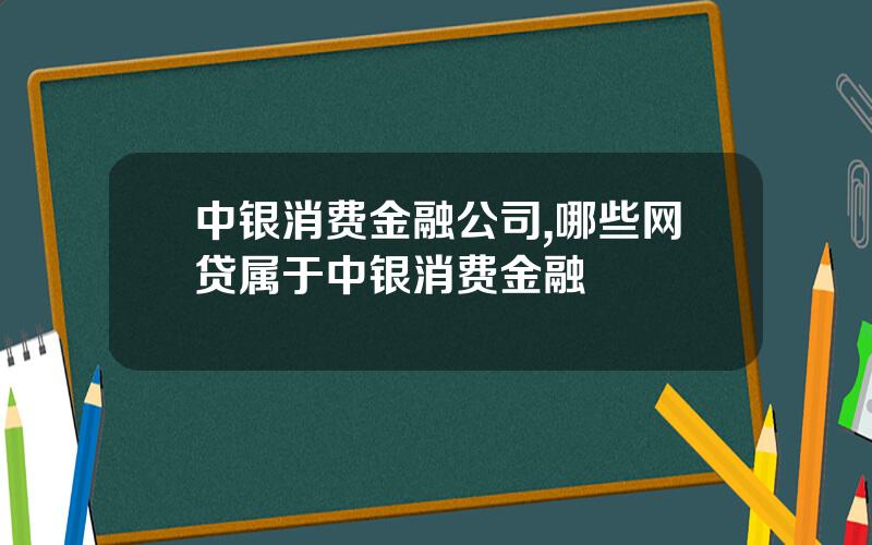 中银消费金融公司,哪些网贷属于中银消费金融