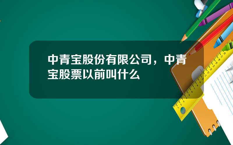中青宝股份有限公司，中青宝股票以前叫什么