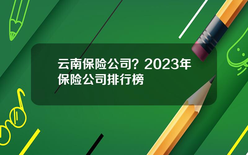 云南保险公司？2023年保险公司排行榜
