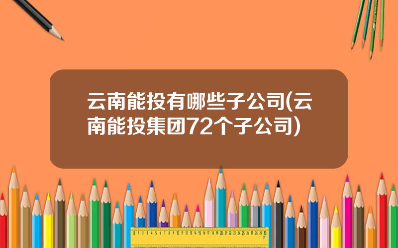 云南能投有哪些子公司(云南能投集团72个子公司)