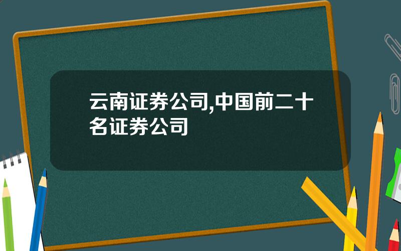 云南证券公司,中国前二十名证券公司