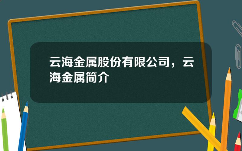 云海金属股份有限公司，云海金属简介