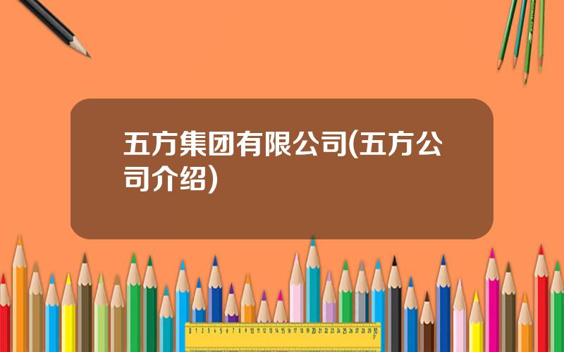 五方集团有限公司(五方公司介绍)