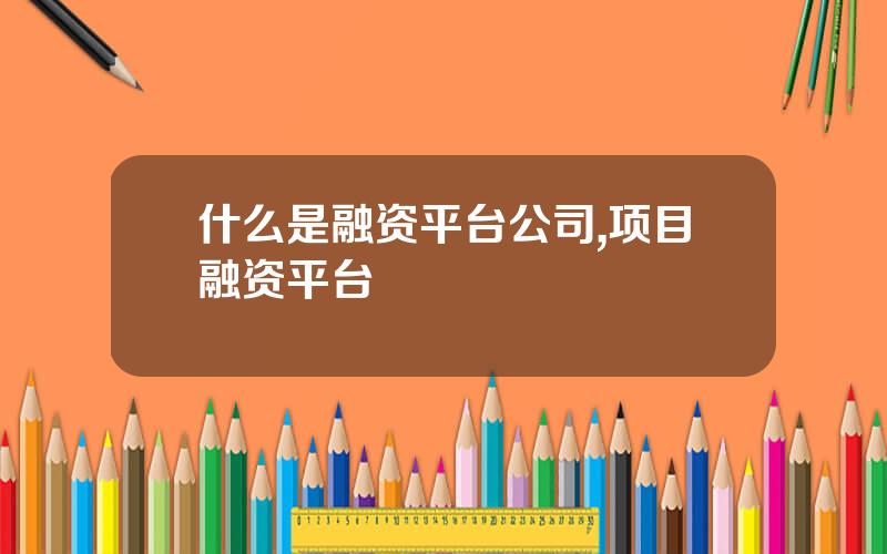 什么是融资平台公司,项目融资平台