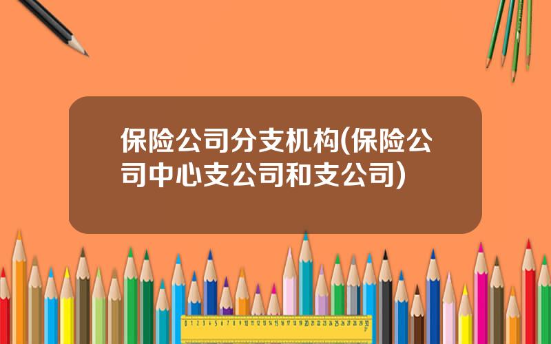 保险公司分支机构(保险公司中心支公司和支公司)