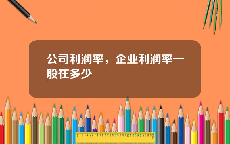 公司利润率，企业利润率一般在多少