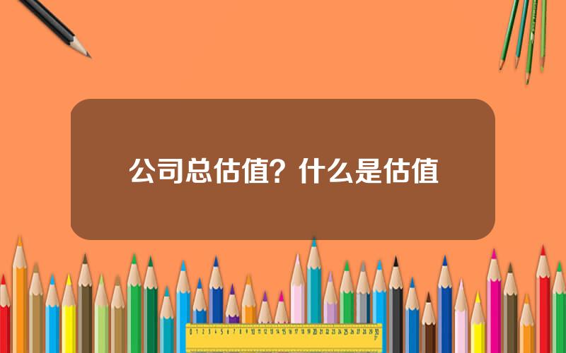 公司总估值？什么是估值