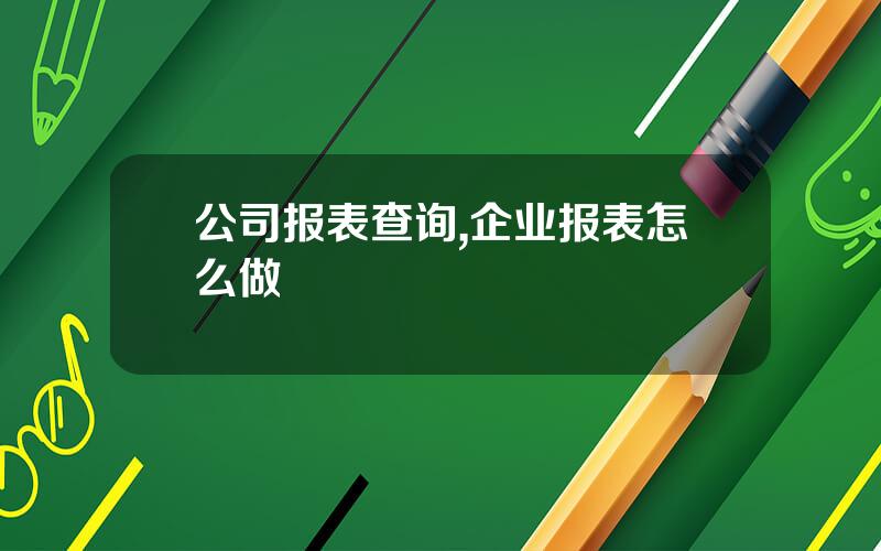 公司报表查询,企业报表怎么做