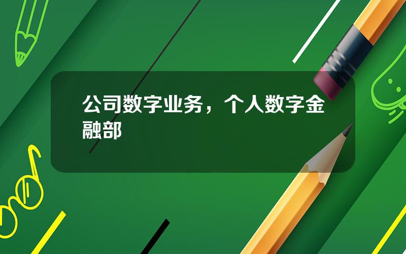 公司数字业务，个人数字金融部