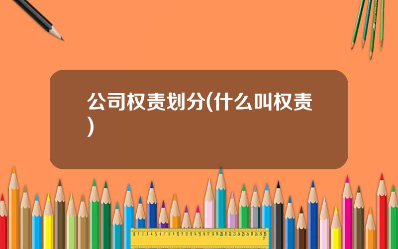 公司权责划分(什么叫权责)