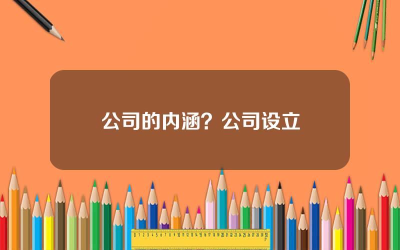 公司的内涵？公司设立