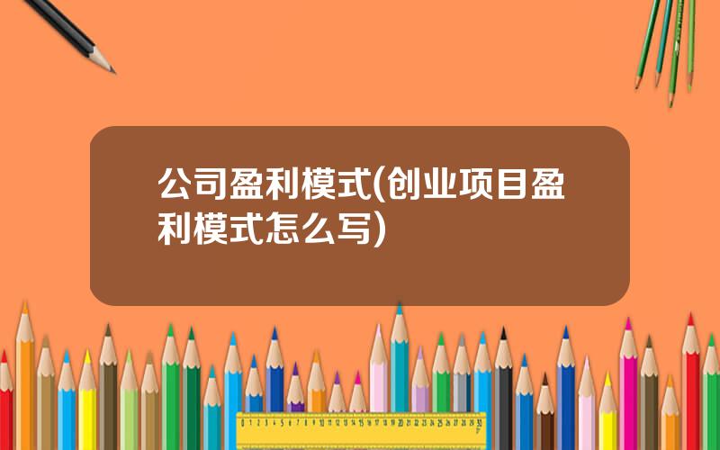 公司盈利模式(创业项目盈利模式怎么写)