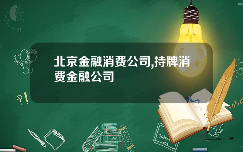 北京金融消费公司,持牌消费金融公司