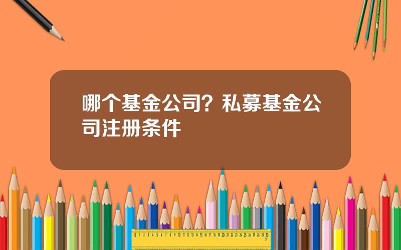 哪个基金公司？私募基金公司注册条件