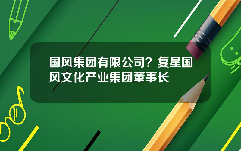 国风集团有限公司？复星国风文化产业集团董事长
