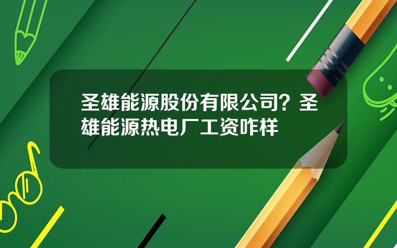 圣雄能源股份有限公司？圣雄能源热电厂工资咋样