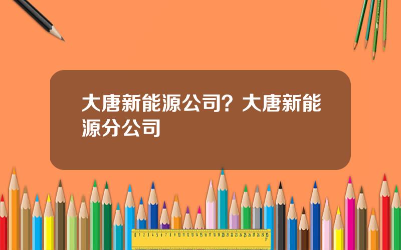 大唐新能源公司？大唐新能源分公司