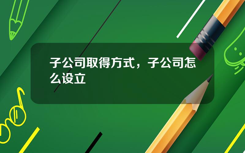 子公司取得方式，子公司怎么设立