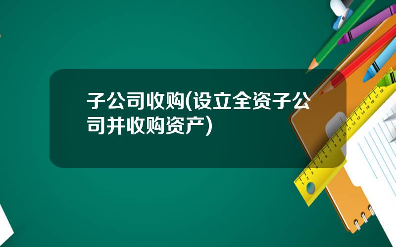 子公司收购(设立全资子公司并收购资产)
