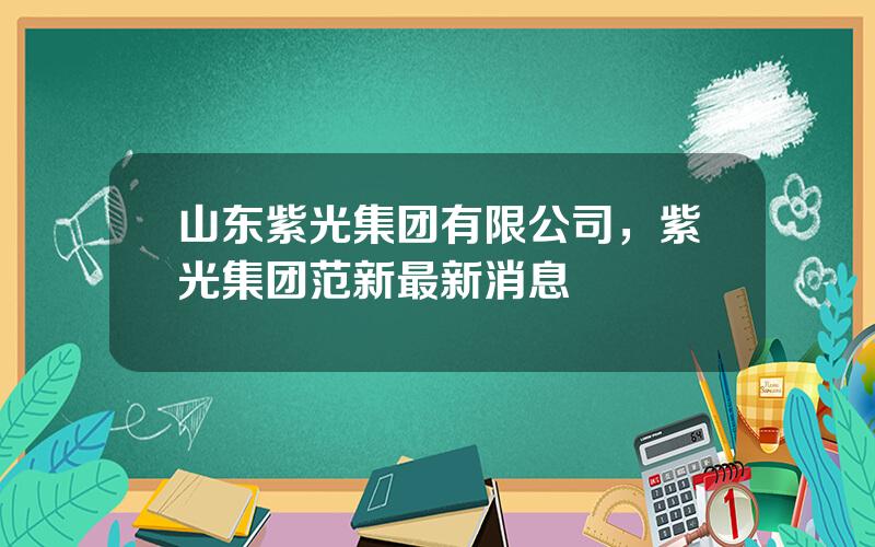 山东紫光集团有限公司，紫光集团范新最新消息