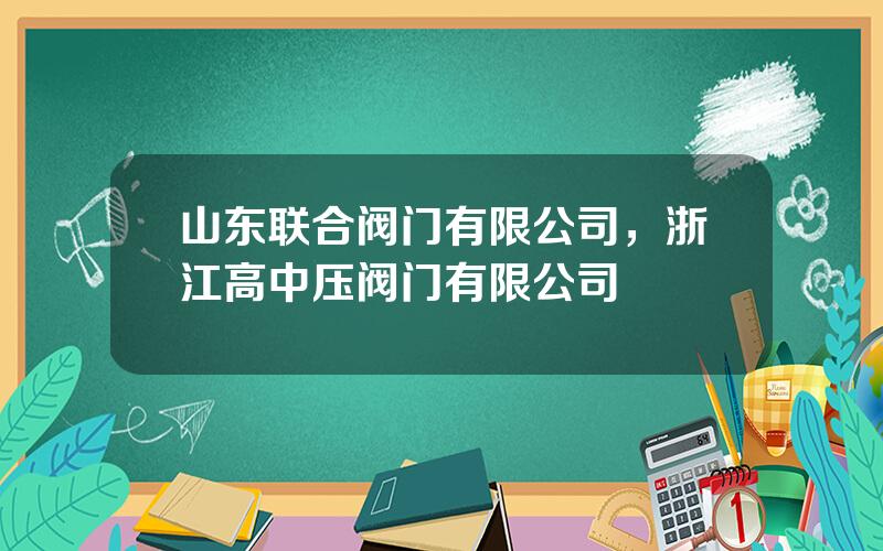 山东联合阀门有限公司，浙江高中压阀门有限公司