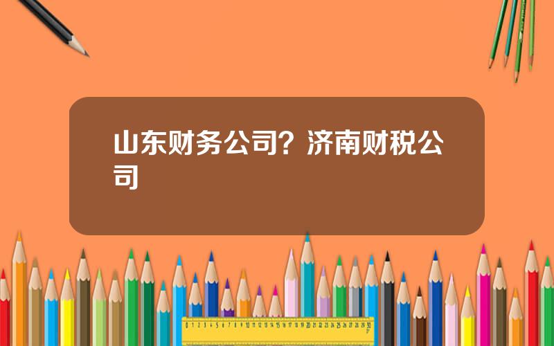 山东财务公司？济南财税公司